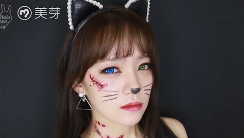 韩国特效化妆术万圣节猫咪妆